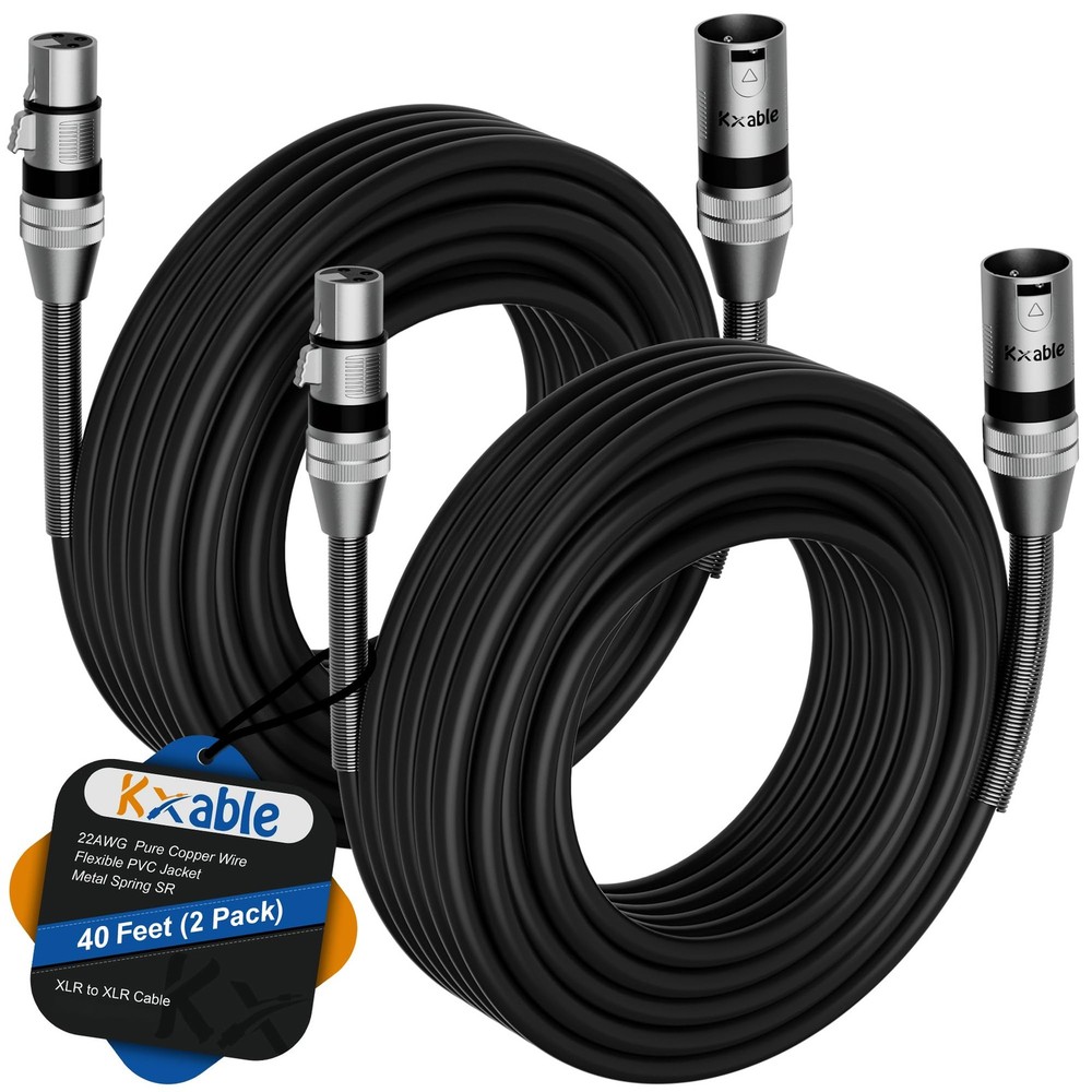 XLR Microphone Cables (40FT, 2-Pack), XLR to Female Balanced Mic Cable, 3-Pin…
