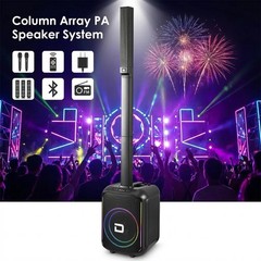 Loud Powered Portable Column Array PA System with 12″ Subwoofer & 2 Wireless Mic