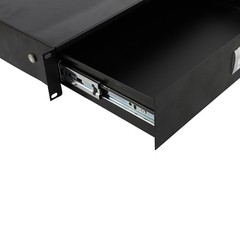 19″ 2U Steel Plate DJ Drawer Equipment Cabinet with Keys Black, in stock