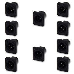 10pcs 3-Pole XLR Connector Panel Mount Male Jack Audio Adapter Chassis End Plug
