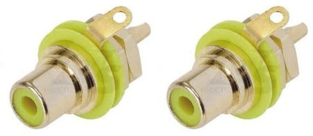 (2 PACK) REAN NYS367-4 RCA Panel Mount Jack w/ Gold Plated Contacts – YELLOW