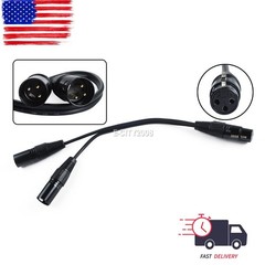 3-Pin XLR Female Jack to Dual 2 Male Plug Y Splitter Mic DJ Cable Adaptor 16 AWG