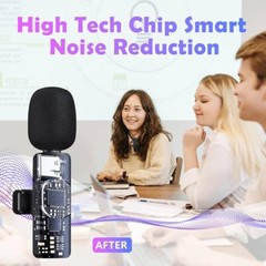 Microphone Wireless Lavalier Cordless For iPhone iPad Android, 8 Hours 3 in 1