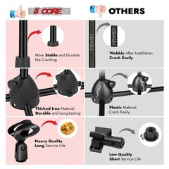 5Core Tripod Mic Stand 2Pcs Adjustable Holder Floor Microphone Boom Arm