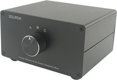 3-Way XLR Stereo Audio Switch Box, Balanced Converter, 3-IN-1-OUT