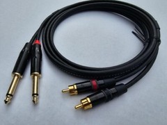 Mogami Dual Male TS 6.35mm 1/4″ Phono Mono to 2×RCA Connector Audio Cable