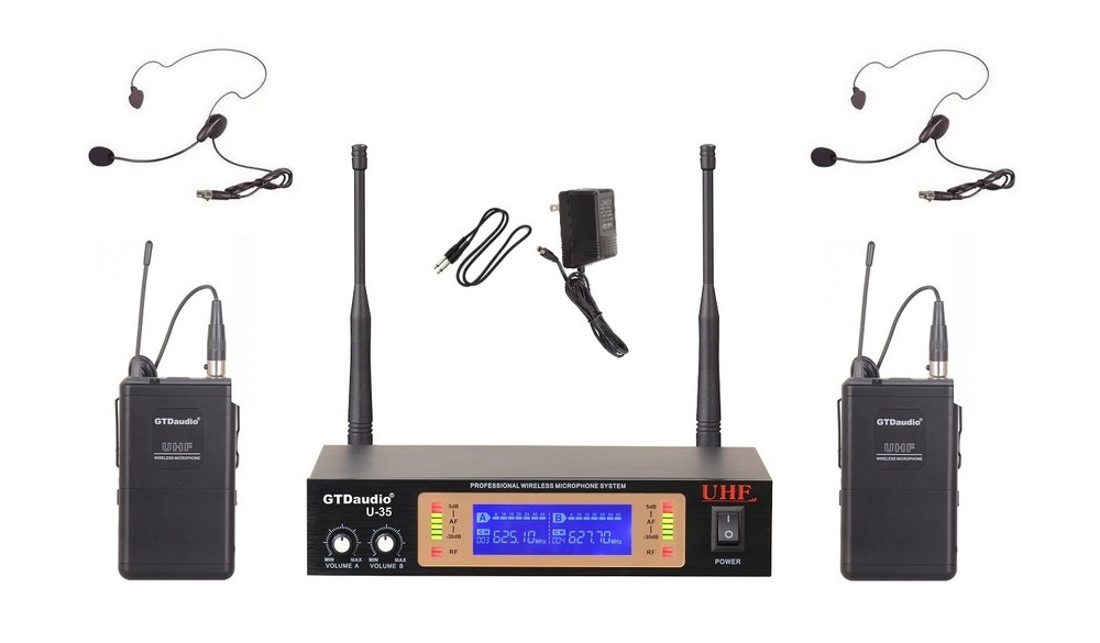 GTD Audio 2Ch UHF Handheld Lavaliere Wireless Microphone Mic System NEW 35LL