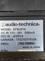 Audio Technica ATW-R14 Freq.745.20 & 742.70 Mhz Fcc Id Jfzr14 Receiver