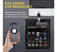NG-3 4 Channel DJ Audio Mixer, 48v Phantom, 99 Effects, USB, Bluetooth MP3