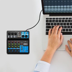 5-Channel Mixing Console Live Studio Audio Mixer Sound Board DJ USB Interface