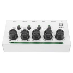 White 4 Channel Mixer Compact Audio Mixing Console for Guitar Keyboard Home Use