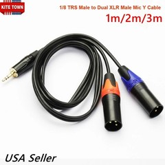 1/8 TRS Male to Dual XLR Male Microphones Stereo Splitter Y Cable Adapter