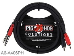 6ft Pig-Hog Dual 1/4″ (6.3mm) TS Mono Male Plug to 2-RCA Male Plug Audio Cable