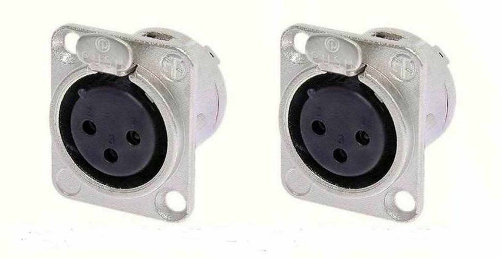 (2 PACK) NEUTRIK NC3FD-L-1 3-PIN XLR Female D Type Panel Mount – Nickel