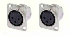 (2 PACK) NEUTRIK NC3FD-L-1 3-PIN XLR Female D Type Panel Mount – Nickel
