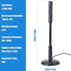 Desktop Mini Condenser Microphone USB Computer Mic Recording For Laptop PC