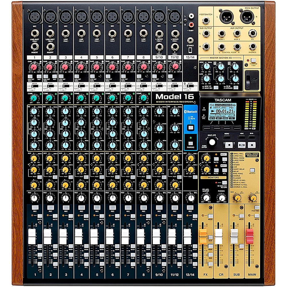 Tascam Model 16 16-Channel Multitrack Recorder with Analog Mixer & USB Interface