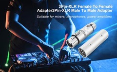 XLR Adapter 4 Pack (2-Pair), 2 Male to Male Connector & 2 Female to Female Coupl