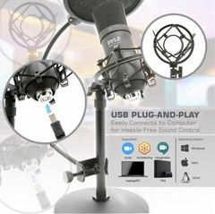 Pyle USB Audio Cardioid Condenser Mic w/Desktop Stand and Pop Filter PDMIKT120