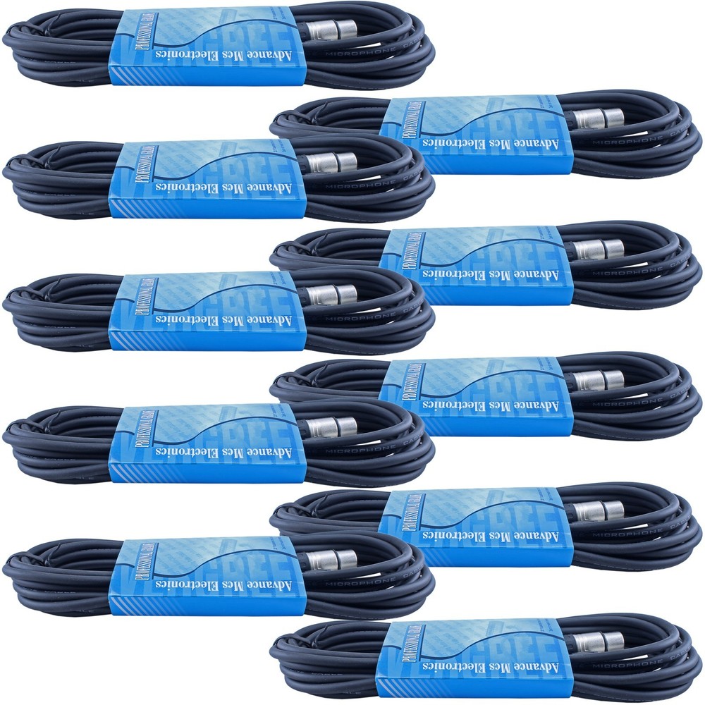 10 pack 20 ft foot feet 3pin XLR MALE TO FEMALE mic audio cables microphone cord
