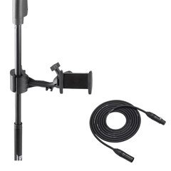 Mic Stand Smartphone Holder + 25ft XLR Microphone Cable Vocal Recording Bundle
