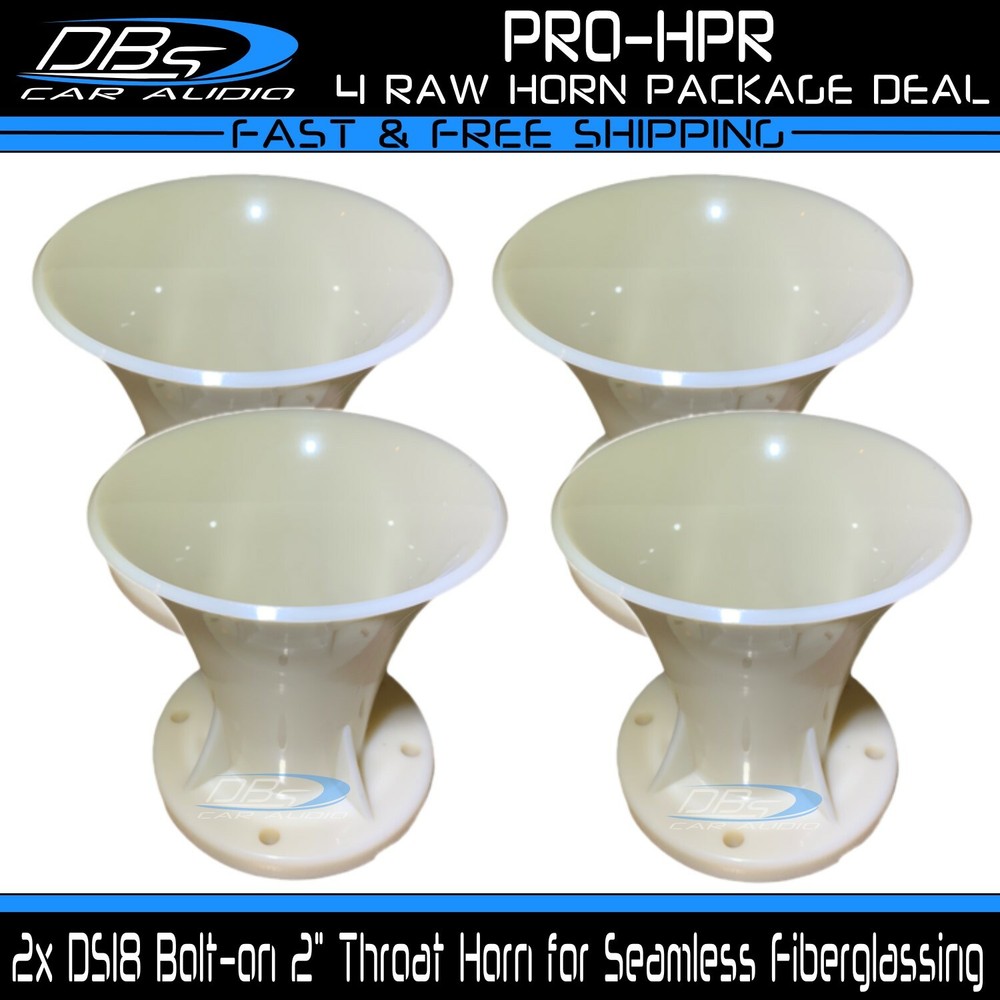 4x DS18 PRO-HPR Raw Plastic 2″ Throat Bolt on Driver Horn for Custom Fabrication