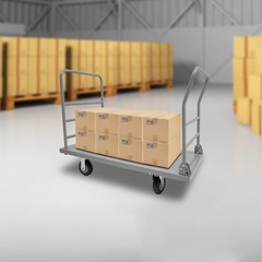 2000lbs Steel Platform Truck 48x24x36″ Hand Push Flat Cart 2 Casters w/ Brake US