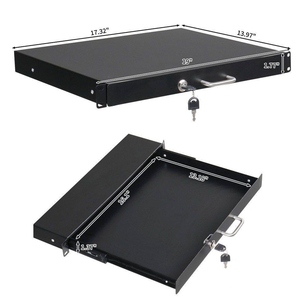 19″ 1U/2U/3U/4U Steel Plate DJ Drawer Rack Equipment Cabinet with Keys,Lockable
