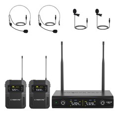Phenyx Pro UHF Wireless Microphone System w/ 2×30 Tunable Frequencies, Black