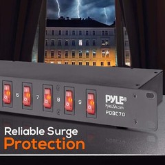 Pyle PDU Power Strip Surge Protector – 150 Joules,9 Outlet Strips 21X11X4
