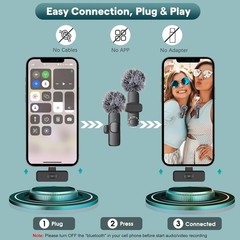 Wireless Mini Microphone for iPhone, Android Phone – Lavalier Lapel Mic for A…