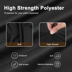 Explore Land Stretchy 61 Keys Piano Keyboard Dust Cover with 61 Keys, black