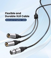 Tisino Balanced XLR Splitter Cable, 1 Female to 2 Male Patch 5 feet, Black