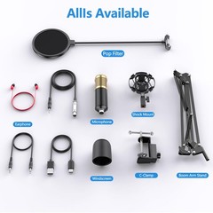 Podcast Microphone Bundle, BM-800 Condenser Mic with Live Sound Card Kit, Pod…