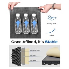 24 Pack Self Adhesive Egg Crate Sound Proof Foam Panels 1x12x12Inch,5419