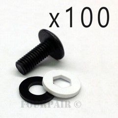 10-32 Thread x 1/2″ DJ Audio Rack Mount Screws Bolts Black Washer – 100 Pack Lot