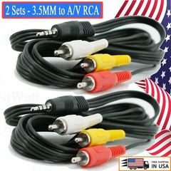 2x 6 Feet 3.5MM to A/V RCA Audio Video Adapter Wire Jack Composite A/V Cable