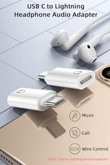 USB C to Lightning Headphone Audio Adapter, 2 Pack USB C Male to Lightning