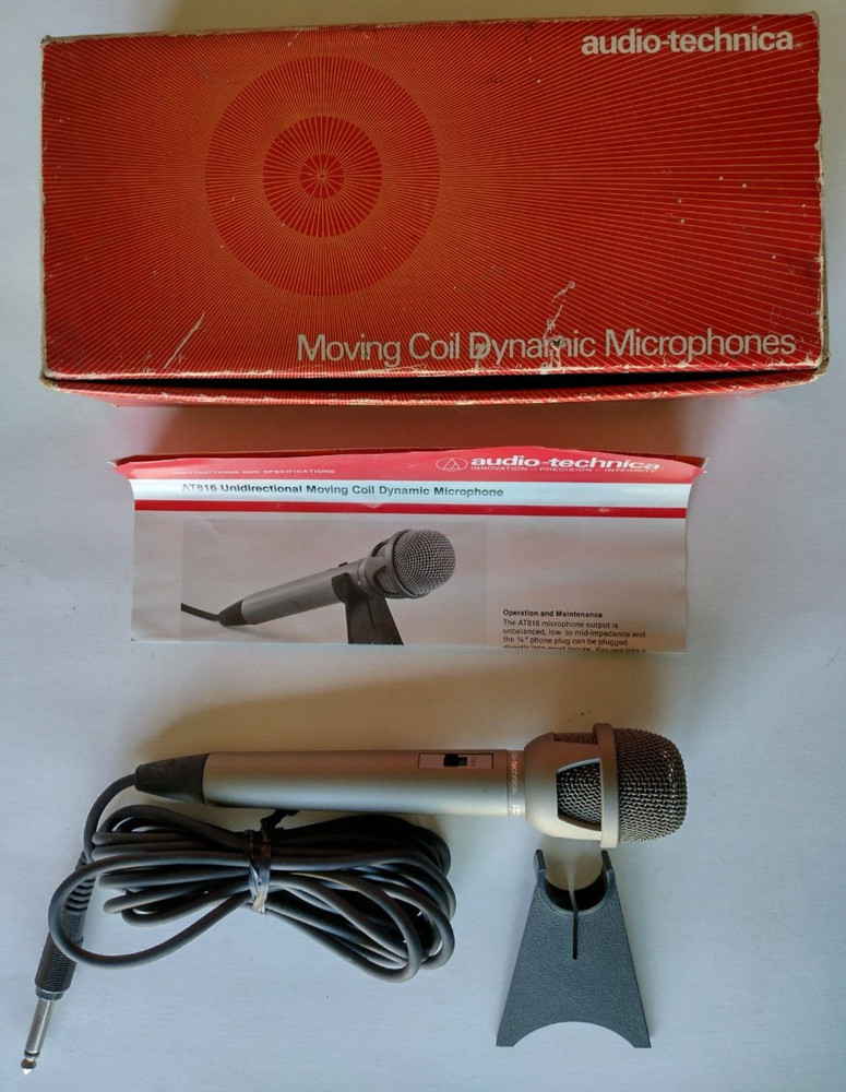 2 Audio Technica AT816 Unidirectional Moving Coil Dynamic Microphones With Box