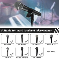 Mic Clips for Stands Set – 4 Piece Adjustable Holders with Black