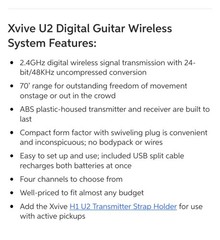 XVIVE U2 Guitar Wireless System with Transmitter and Receiver – Black