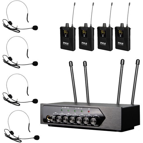 Pyle Pro PDWM4122 UHF Wireless System with 4 Bodypacks, 4 Headset Mics & Receive