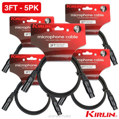 5-PACK Kirlin【3ft】XLR Male to XLR Female 20AWG Microphone Cable – 3 Foot Black