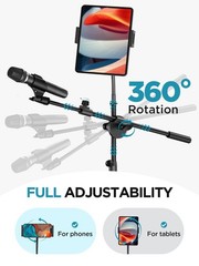 Mic Stand, 6 in 1 Microphone Stand Floor with Tablet Phone Holder Height Adju…