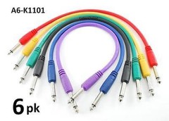 6-PACK 1ft Kirlin 1/4″ Mono TS Male/Male Instrument Audio Patch Cable
