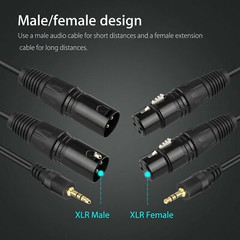 New 3.5mm Jack to Dual XLR Cable Male Audio Microphone Cord For Phone Laptop 5FT