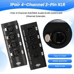 1 Pair 4 Channel XLR/ Audio RJ45 Cat5/Cat6 Ethernet Extender XLR Extender8455