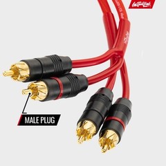 Install Link Audio Cable RCA for Subwoofer or Stereo 20 Feet, Frosted Red