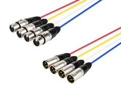 Monoprice 4-Channel XLR Male to XLR Female Snake Cable Cord – 3ft – Black/Silver