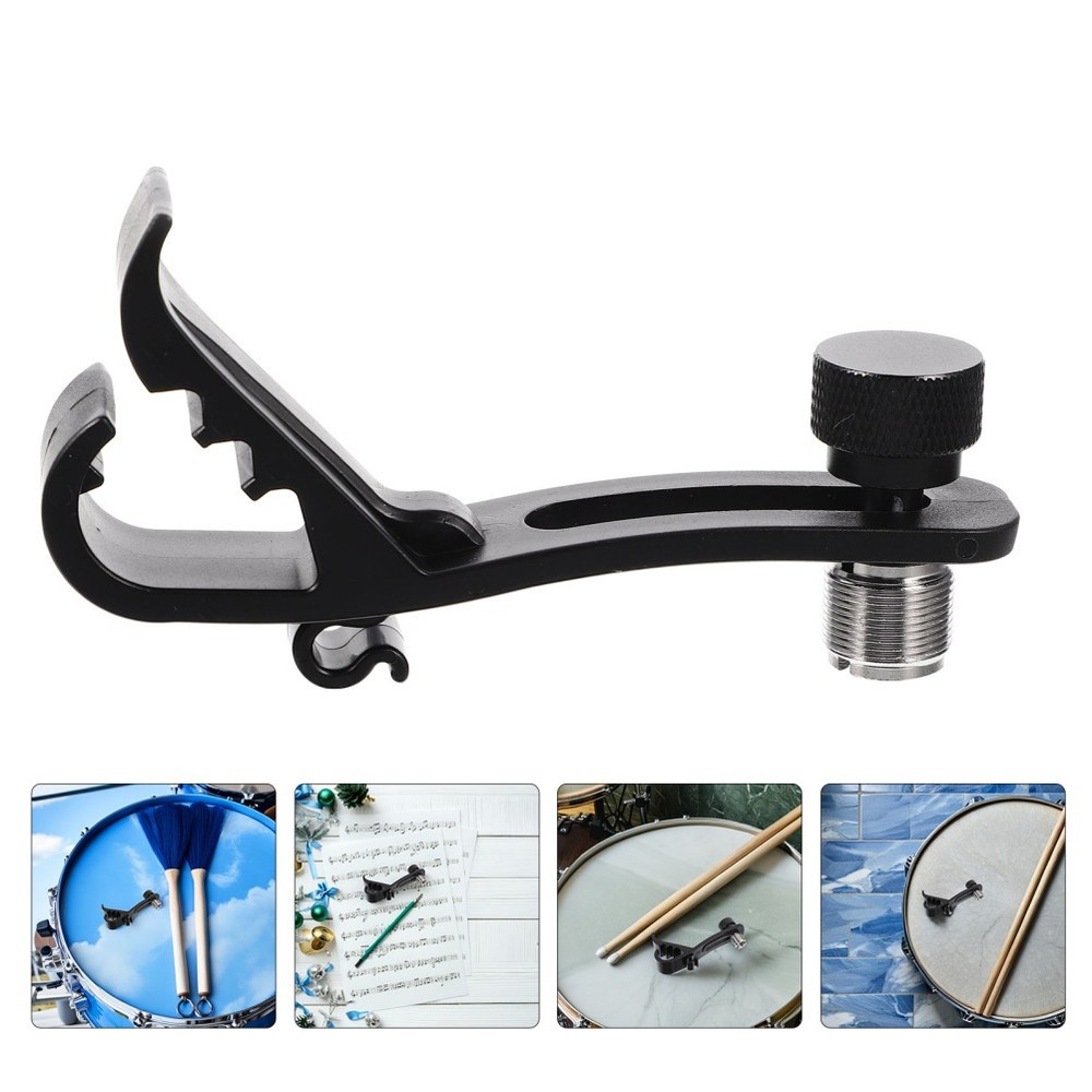 5Pcs Drum Mic Holder Clamp Set Durable Plastic Metal Black Adjustable Mic Clips